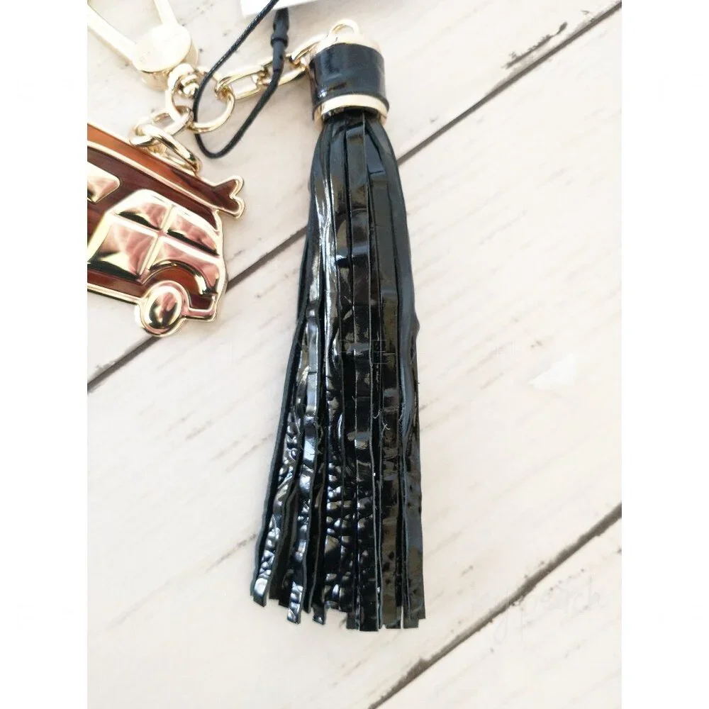 Brahmin Copa Car Tassel New Black Melbourne Key FOB Leather Resin Croc-Embossed - Picture 6 of 10